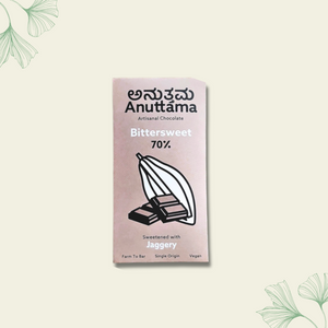 Dark Chocolate Bar | 70% Cocoa | Natural Jaggery Sweetened | Handmade Chocolate | Dark Chocolate Sugar Free | Vegan Chocolate | Natural Chocolate Bar | by Anuttama - EarthBased 