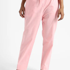 Organic Cotton & Natural Dyed Womens Rose Pink Color Slim Fit Pants by Livbio - EarthBased 