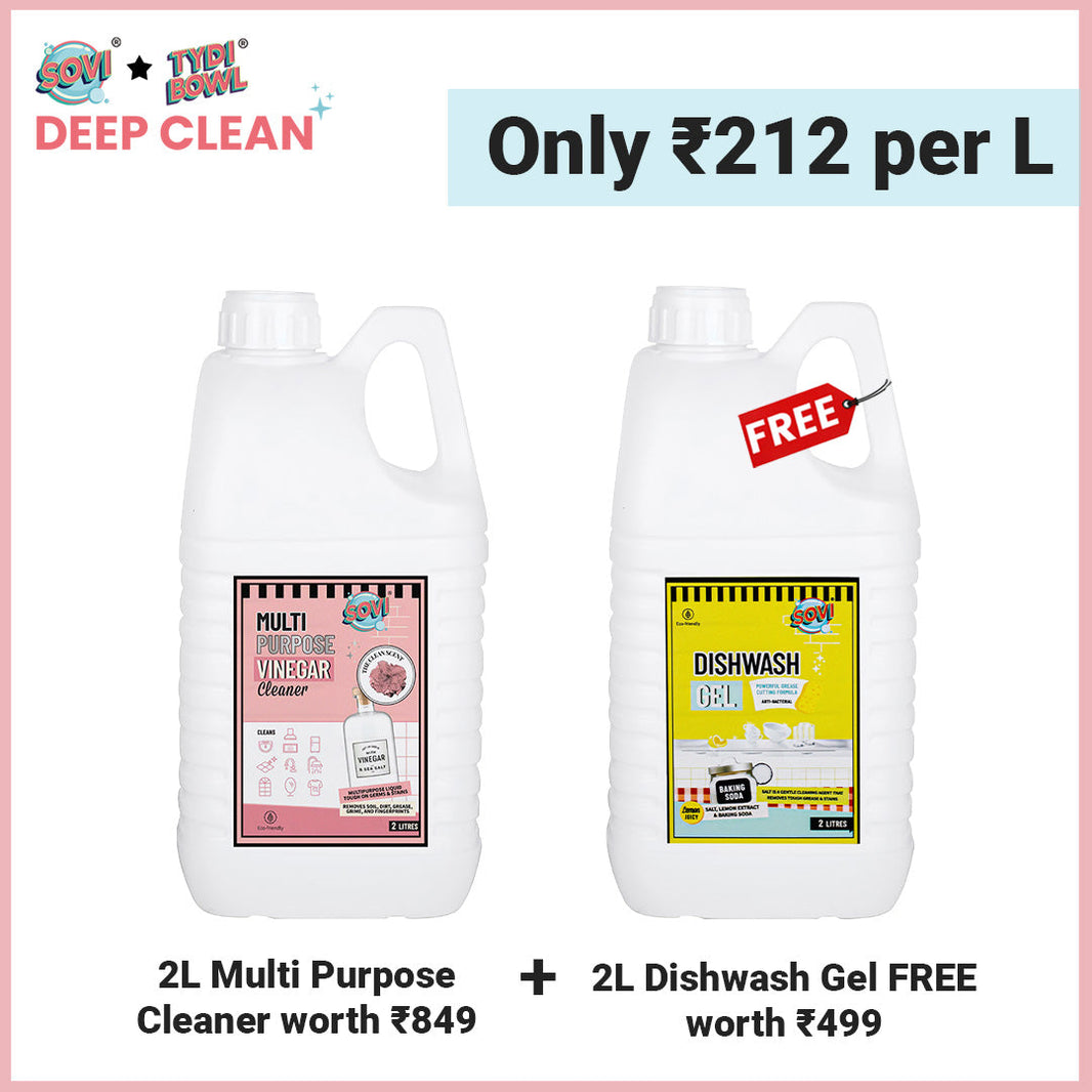 Buy SOVI® Multi-Purpose Vinegar Cleaner 2 Liters & Get SOVI® Dishwash Liquid Gel 2 Liters (₹499) FREE - EarthBased # #
