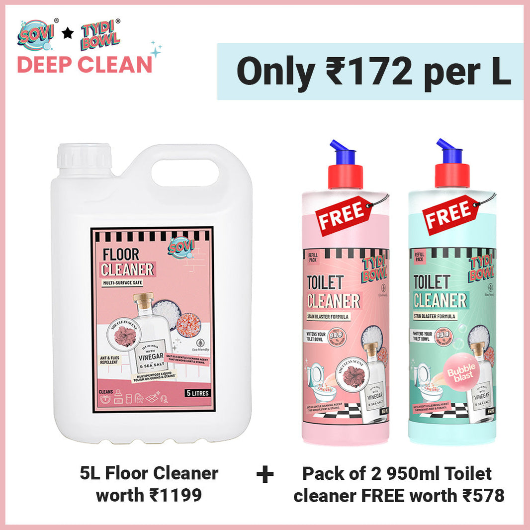 SOVI® Floor Cleaner 5 Liter | TYDIBOWL® Toilet Cleaner (2 x 950 ml) worth ₹578 totally FREE - EarthBased # #