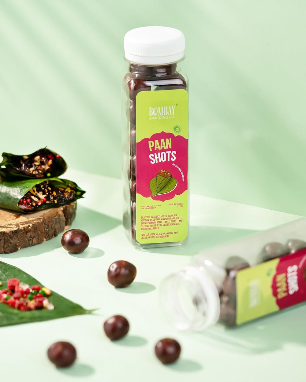 Bombay Snacking Co. Paan Shots (150g) – Natural Mouth Freshener | Traditional Flavor with a Minty Twist. The Ultimate Post-Meal Refreshment | Pack of 2 - EarthBased 