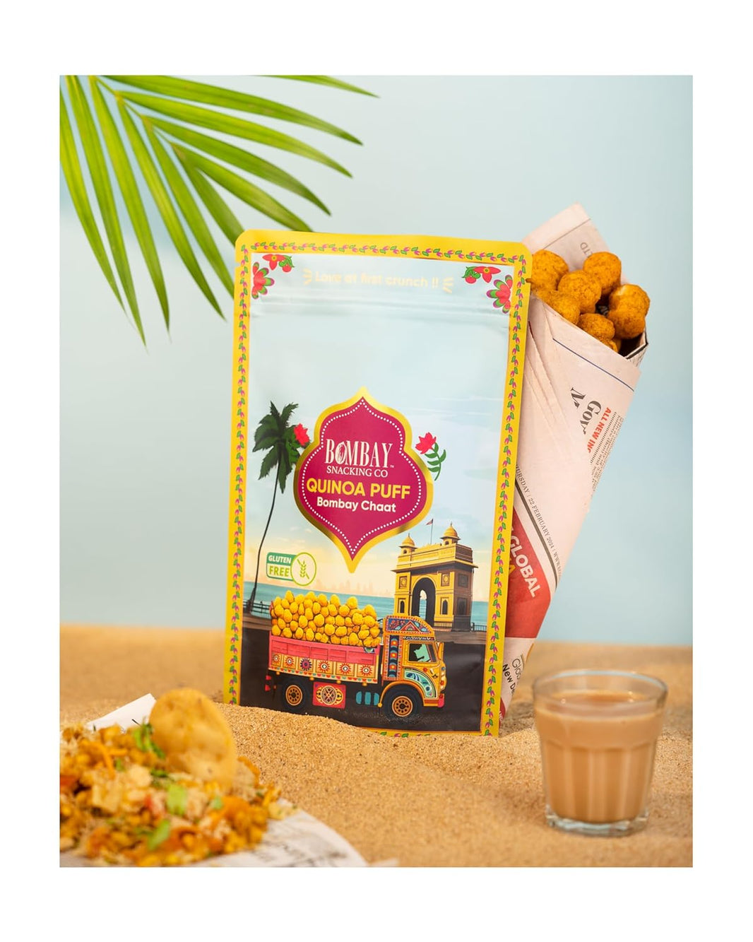 Bombay Snacking Co. Roasted Quinoa Puffs – Bombay Chaat Flavour (Two Packs of 2) | Gluten-Free & High ProteinTangy |   Roasted & Perfectly Spiced