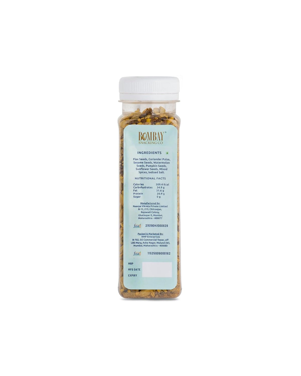 Bombay Snacking Co. Roasted Seven Seeds Mix (100g) – Mint Flavored, High-Protein & Fiber-Rich Snack Refreshing Mint Flavor & Roasted Crunch | Pack of 2 - EarthBased 