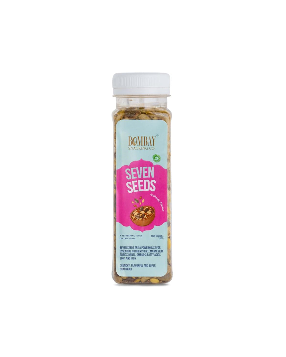 Bombay Snacking Co. Roasted Seven Seeds Mix (100g) – Mint Flavored, High-Protein & Fiber-Rich Snack Refreshing Mint Flavor & Roasted Crunch | Pack of 2 - EarthBased 