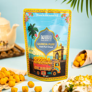 Bombay Snacking Co. Roasted Quinoa Puffs – Dahi Puri Chaat Flavour, Gluten-Free,  Artisanal Roasted Healthy Snack | 3 x 30g | High Protein - EarthBased 