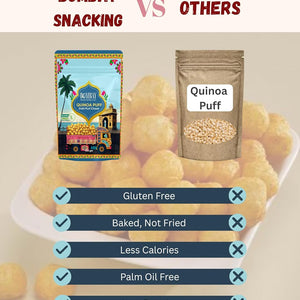 Bombay Snacking Co. Roasted Quinoa Puffs – Dahi Puri Chaat Flavour, Gluten-Free,  Artisanal Roasted Healthy Snack | 3 x 30g | High Protein - EarthBased 