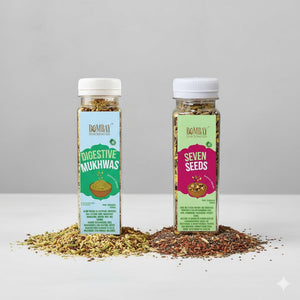 Bombay Snacking Company Roasted Seven Seeds Mix & Digestive Mukhwas | Healthy Superfood Snack & Natural Mouth Freshener |2 Combos Pack of 2 each | - EarthBased 