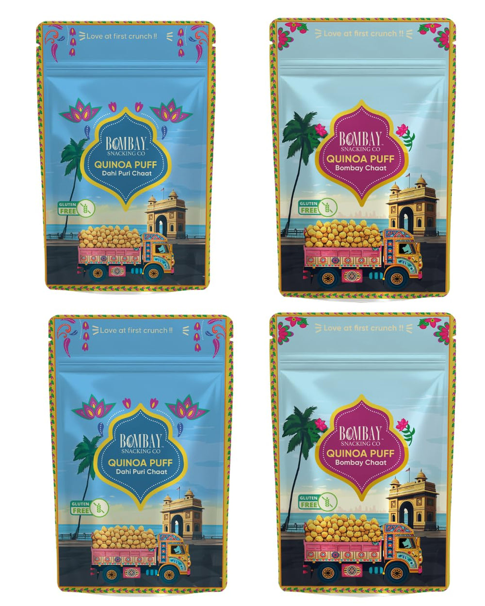 Bombay Snacking Co. The Ultimate Street Food Quinoa Puff Set | Two 4-Pack Variety Boxes | Healthy Dahi Puri & Bombay Chaat Flavours | 4 x 30g | 100% Roasted & Gluten-Free - EarthBased 