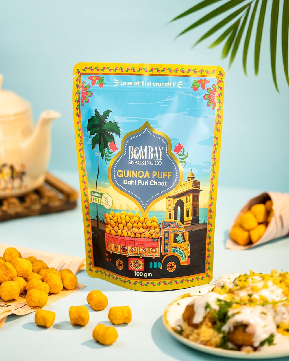 Bombay Snacking Co. The Ultimate Street Food Quinoa Puff Set | Two 4-Pack Variety Boxes | Healthy Dahi Puri & Bombay Chaat Flavours | 4 x 30g | 100% Roasted & Gluten-Free - EarthBased 