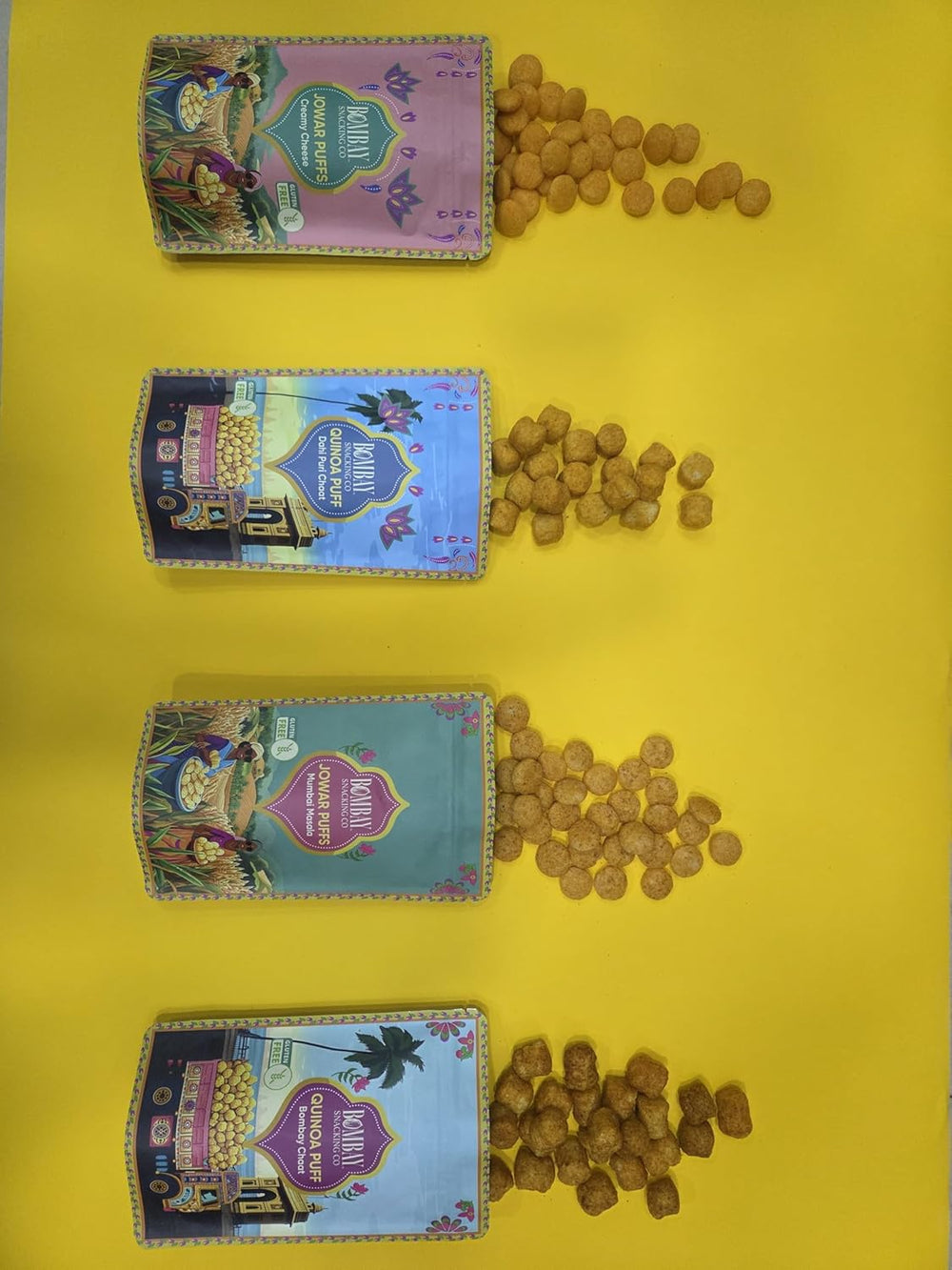 Bombay Snacking Co. Roasted Puff Combos – Two 4 x 30g | Healthy Puffs | 100% Roasted & Gluten-Free | High-Fiber & Baked (Try all flavour pack) - EarthBased 