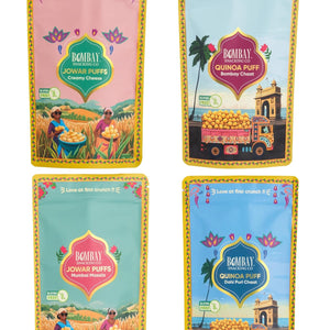 Bombay Snacking Co. Roasted Puff Combos – Two 4 x 30g | Healthy Puffs | 100% Roasted & Gluten-Free | High-Fiber & Baked (Try all flavour pack) - EarthBased 