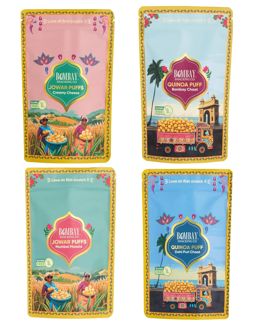 Bombay Snacking Co. Roasted Puff Combos – Two 4 x 30g | Healthy Puffs | 100% Roasted & Gluten-Free | High-Fiber & Baked (Try all flavour pack) - EarthBased 