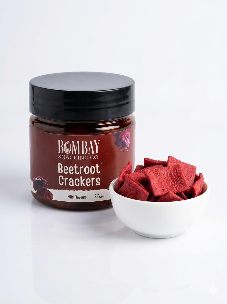 Bombay Snacking Co. Masala Beetroot Crackers (Two Packs of 2) – Roasted Vegetable Chips | Gluten-Free & High Fiber |  The Healthy Vegetable Snack