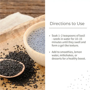 Ecotyl Basil Seeds | Sabja Seeds | Rich in Omega-3 & Fibre | Detox & Hydrate | 250g - EarthBased 