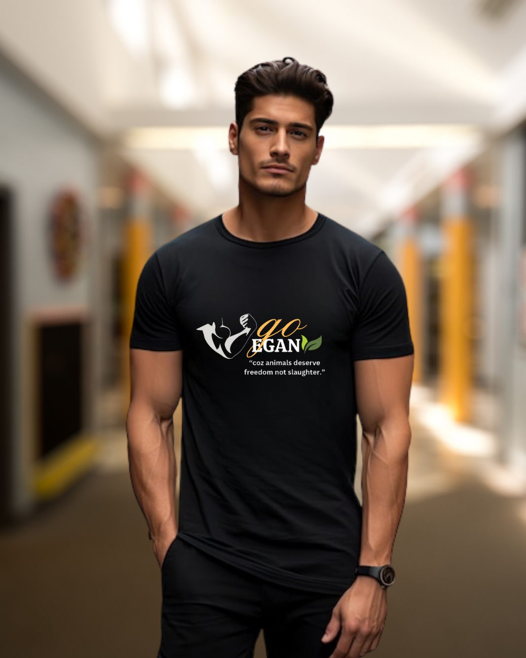 Go Sustainable, Coz Animals deserve freedom not slaughter (Male) — Earthbased