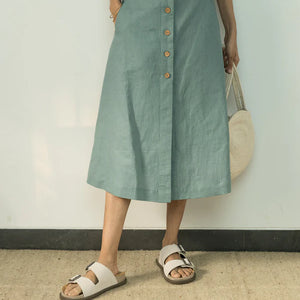 BUTTON-DOWN MIDI SKIRT - EarthBased 