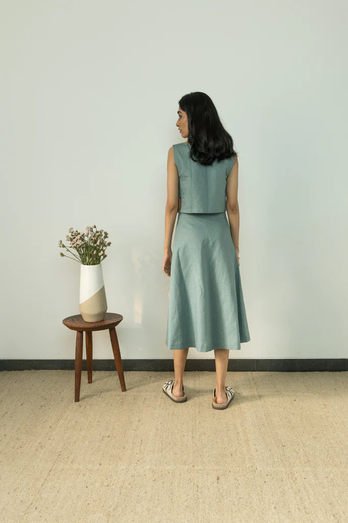 BUTTON-DOWN MIDI SKIRT - EarthBased 