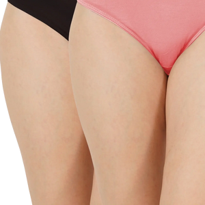 Bamboo Fabric Low Waist Underwear | Peach and Black |  Pack of 2 - EarthBased 