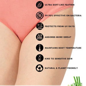 Bamboo Fabric Low Waist Underwear | Peach and Black |  Pack of 2 - EarthBased 