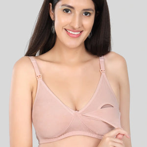 Bamboo Fabric Nursing Bra Maternity Bra For Breast feeding Women | Peach - EarthBased 