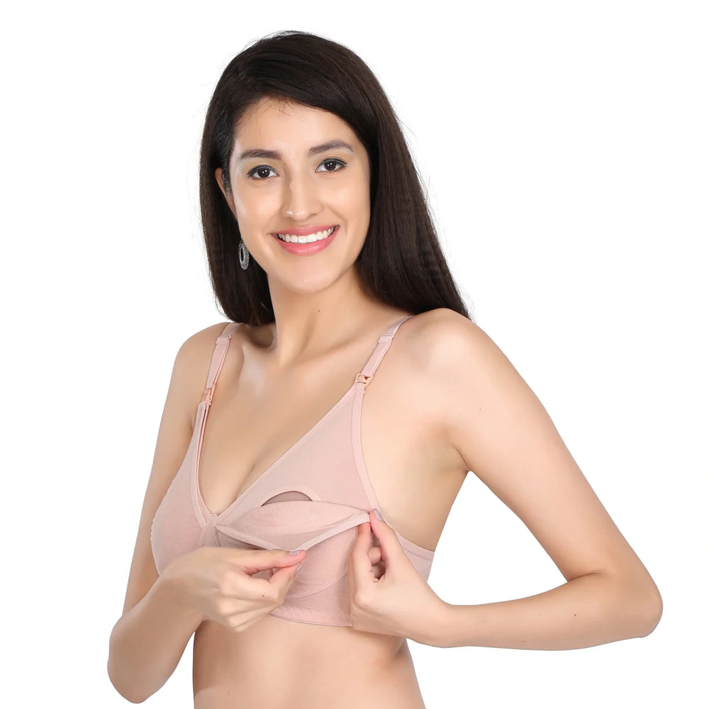 Bamboo Fabric Nursing Bra Maternity Bra For Breast feeding Women | Peach - EarthBased 