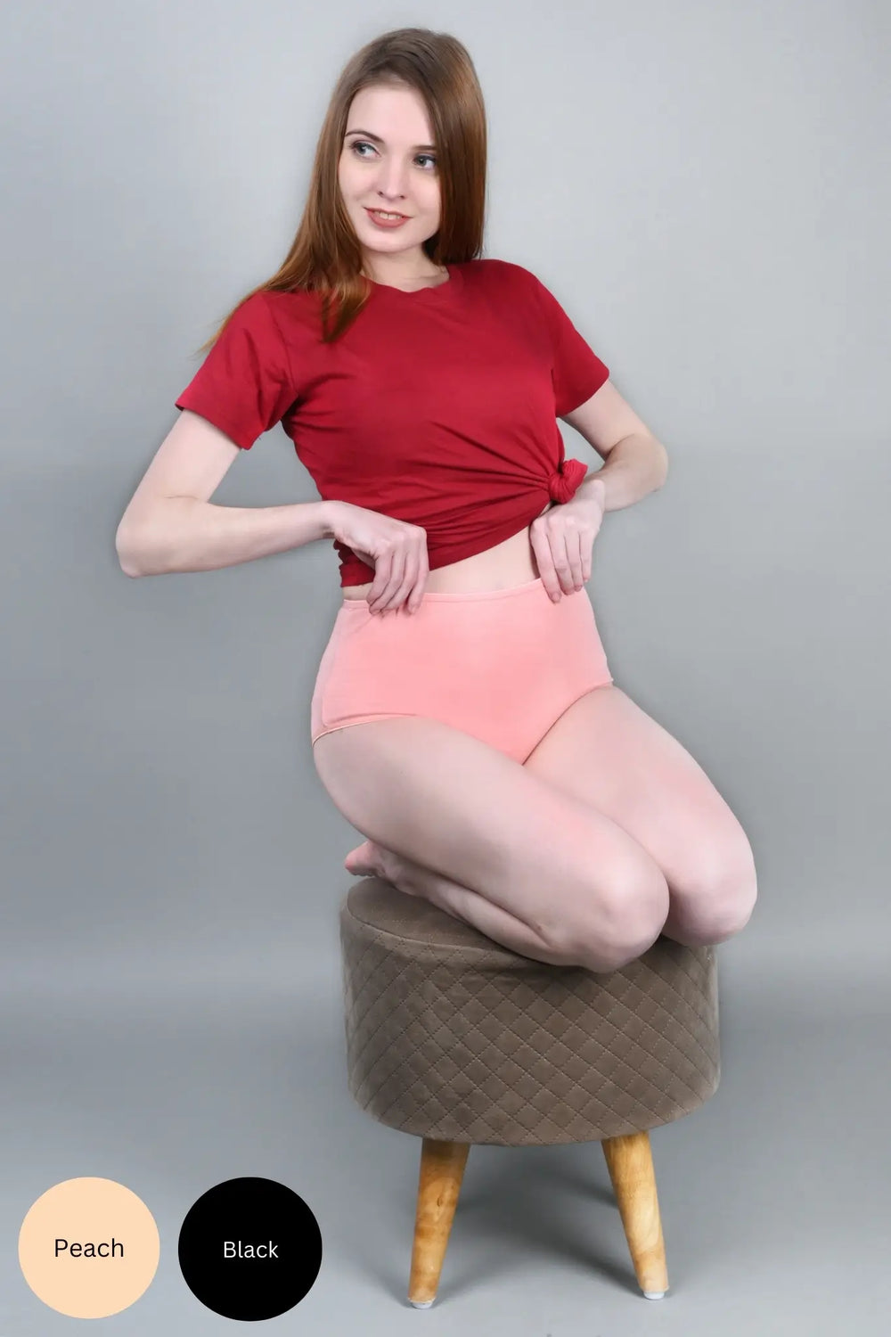 Bamboo Fabric Women's Hipster Panty | Peach and Black | Set of 2 - EarthBased 