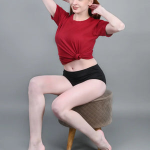 Bamboo Fabric Women's Hipster Panty | Red and Black | Pack of 2 - EarthBased 