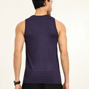 Men’s Bamboo Gym Vest – Soft, Breathable Workout Tank in Navy Blue - EarthBased 
