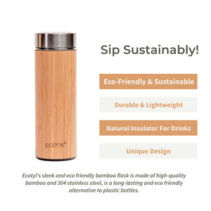Bamboo Stainless Steel Insulated Flask | Ecotyl - EarthBased 