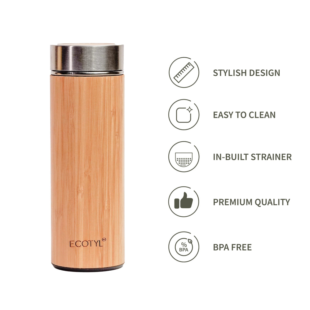 Bamboo Stainless Steel Insulated Flask | Ecotyl - EarthBased 