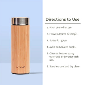 Bamboo Stainless Steel Insulated Flask | Ecotyl - EarthBased 