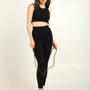 Women’s High-Waist Bamboo Yoga Pants with Side Pocket – Soft & Eco | Black - EarthBased 