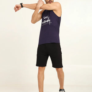 Men’s Bamboo Gym Vest – Soft, Breathable Workout Tank in Navy Blue - EarthBased 