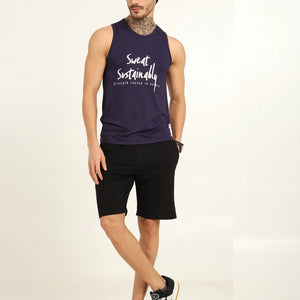 Men’s Bamboo Gym Vest – Soft, Breathable Workout Tank in Navy Blue - EarthBased 