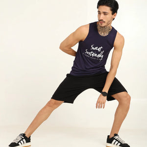 Men’s Bamboo Gym Vest – Soft, Breathable Workout Tank in Navy Blue - EarthBased 