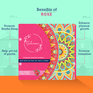 Gulessence Rose, Sandal. Jasmine, Loban  Dhoop Cones | Made from Cow dung & Temple Flower | Pack of 4 - EarthBased 