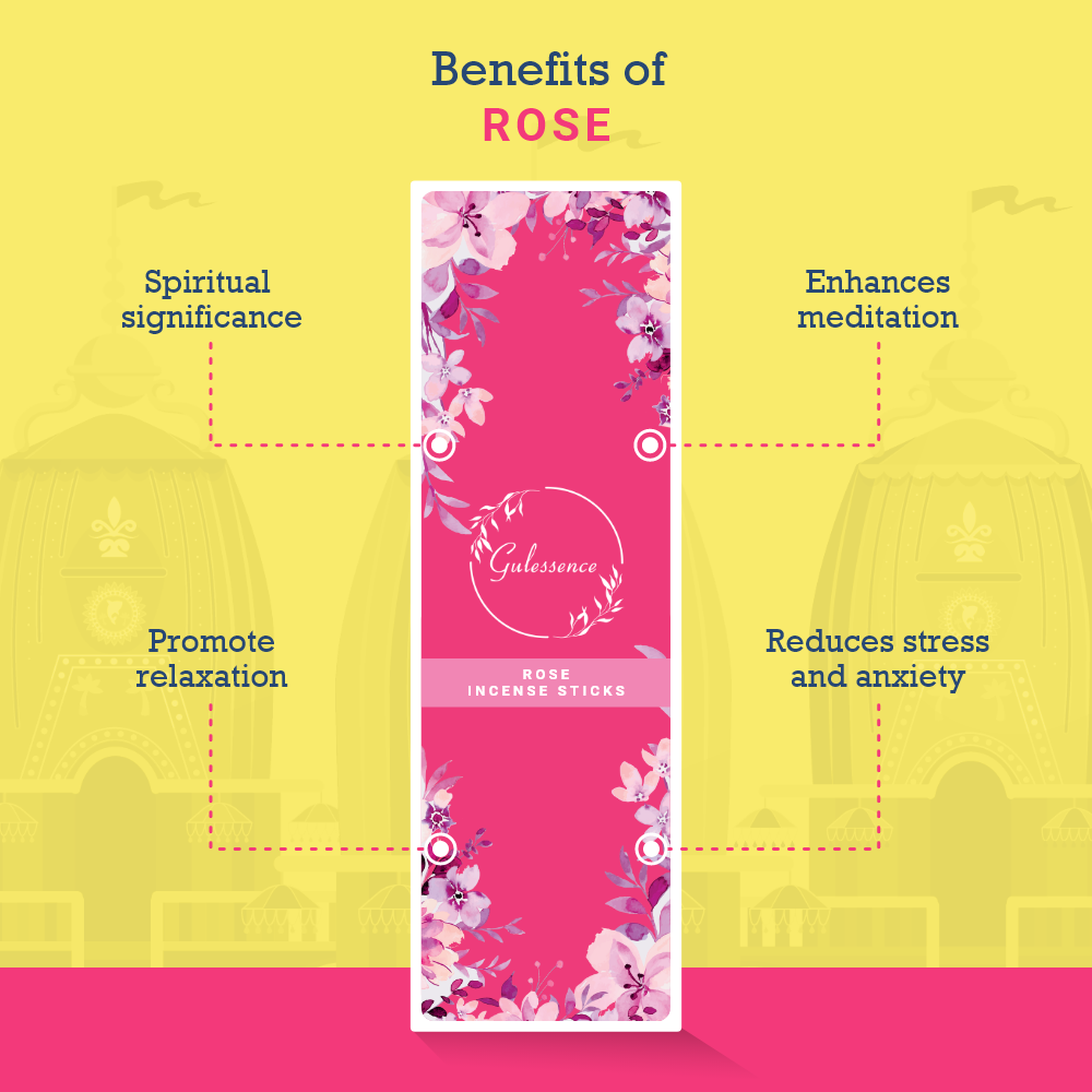Rose Incense Sticks With Free Incense Holder| Made from Temple Flower | Gulessence - EarthBased 