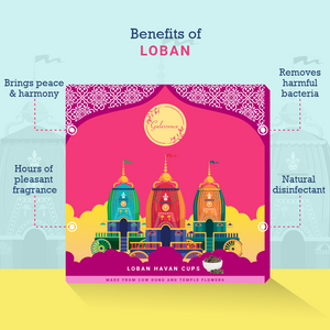 Loban Havan Cups & Brass Dhooni | Made from Cow dung & Temple Flower   |Gulessence - EarthBased 