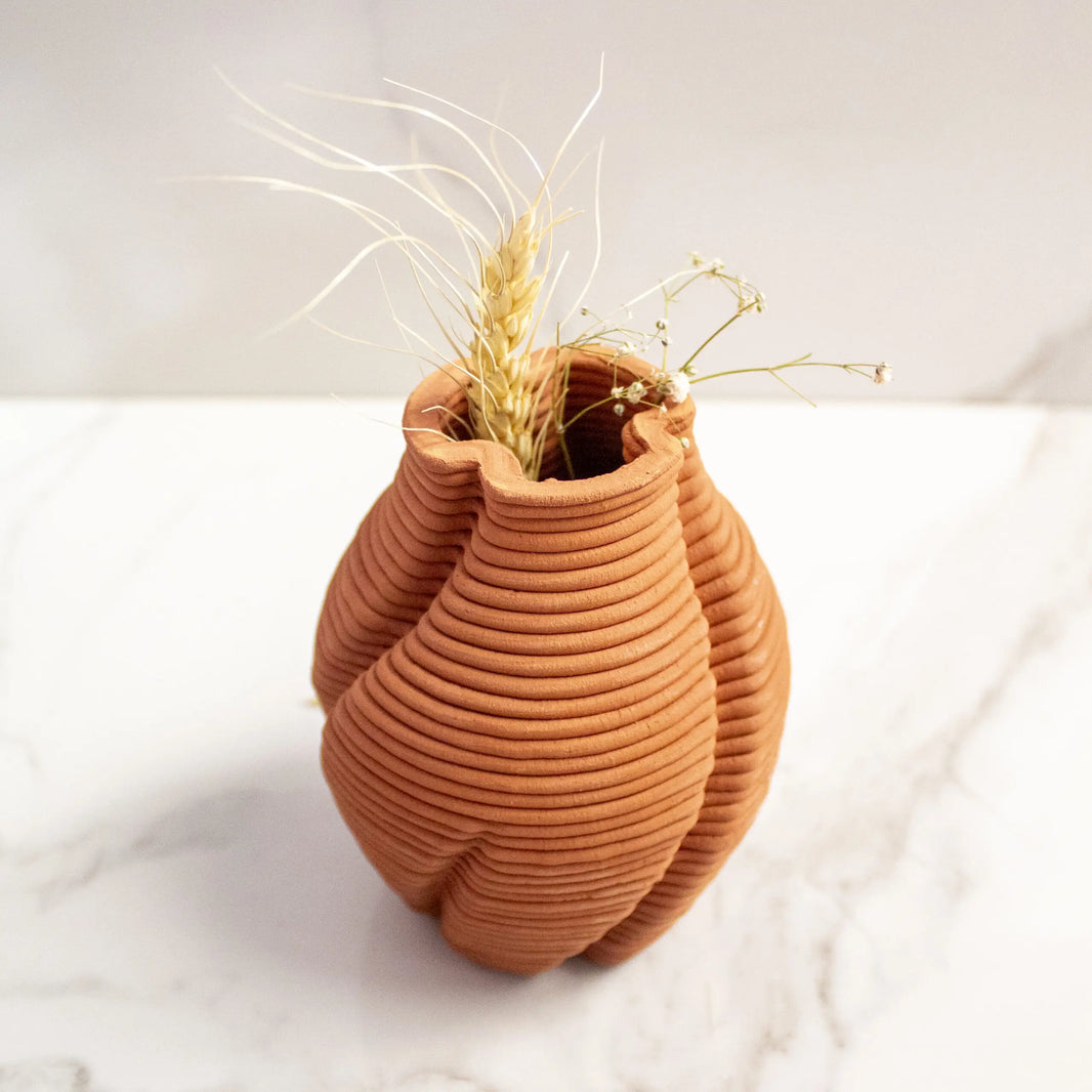 Terracotta Vase Brown and Twisted Vol. I - EarthBased 