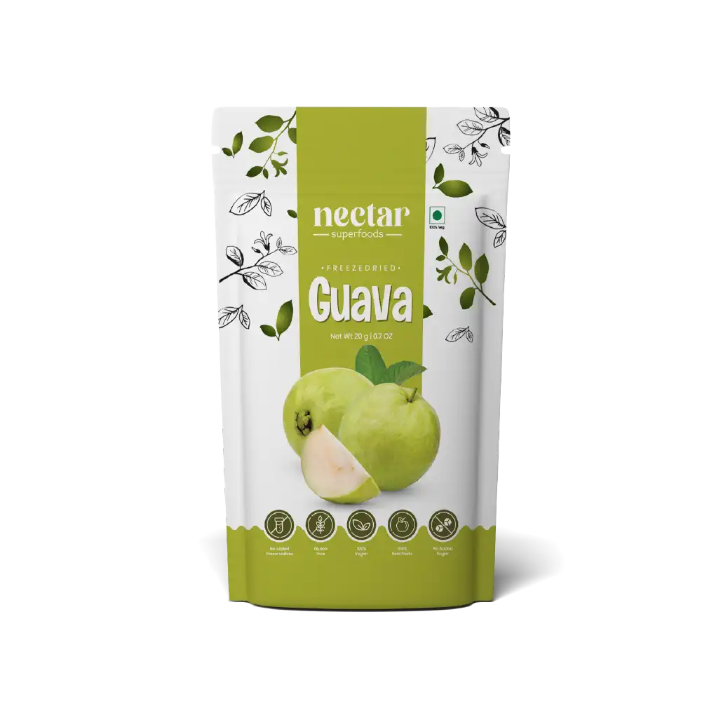 NECTAR SUPERFOODS- FREEZE DRIED GUAVA CUBES- PACK OF 2 UNITS 20 GM EACH - EarthBased 