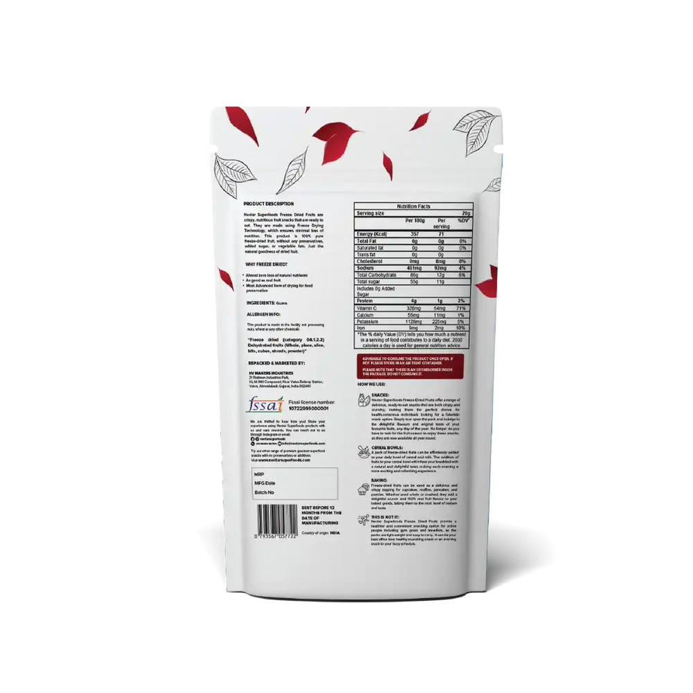 NECTAR SUPERFOODS- FREEZE DRIED LYCHEE WHOLE- PACK OF 2 UNITS 20 GM EACH - EarthBased 