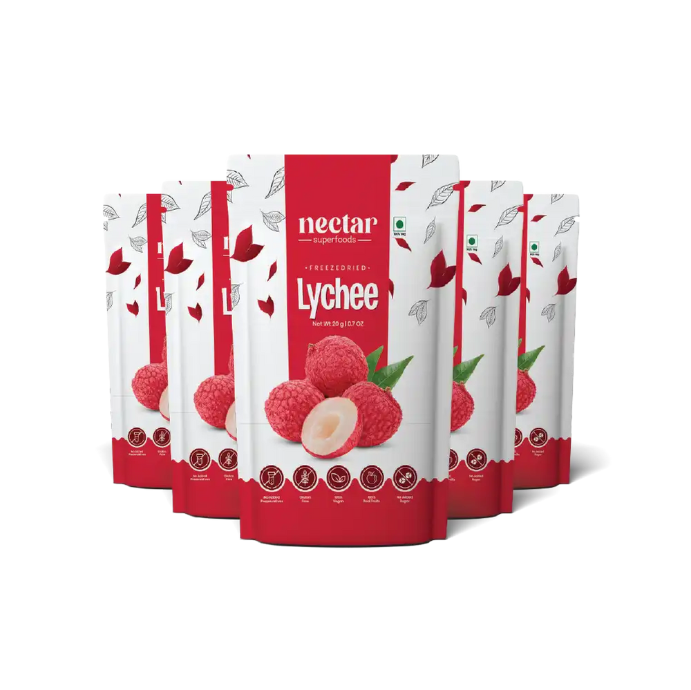 NECTAR SUPERFOODS- FREEZE DRIED LYCHEE WHOLE- PACK OF 2 UNITS 20 GM EACH - EarthBased 