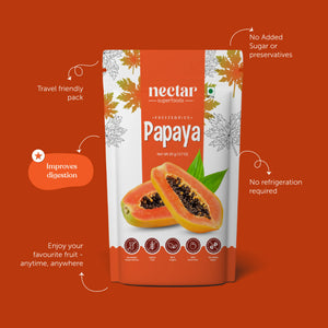 NECTAR SUPER FOODS- FREEZE DRIED PAPAYA CUBES- PACK OF 2 UNITS 20 GM EACH - EarthBased 