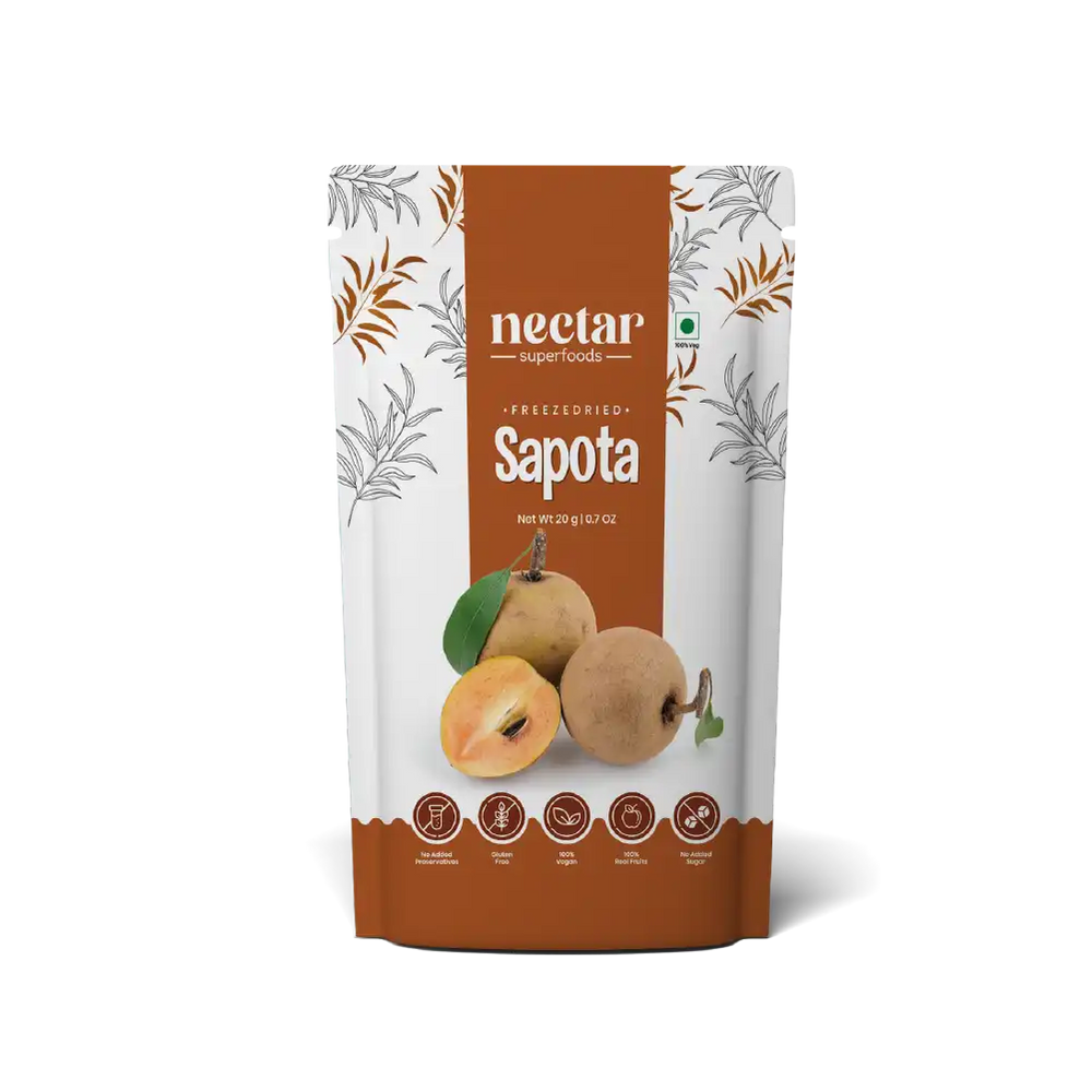 NECTAR SUPERFOODS- FREEZE DRIED SAPOTA SLICES- PACK OF 2 UNITS 20 GM EACH - EarthBased 