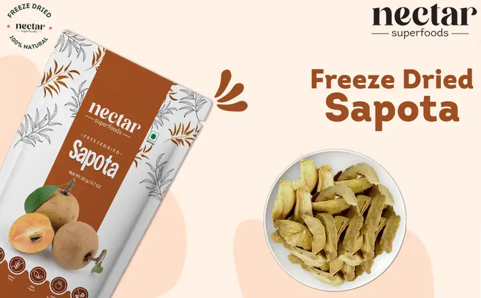 NECTAR SUPERFOODS- FREEZE DRIED SAPOTA SLICES- PACK OF 2 UNITS 20 GM EACH - EarthBased 