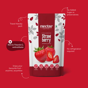 NECTAR SUPER FOODS- FREEZE DRIED STRAWBERRY SLICES - PACK OF 2 UNITS 16 GM EACH - EarthBased 