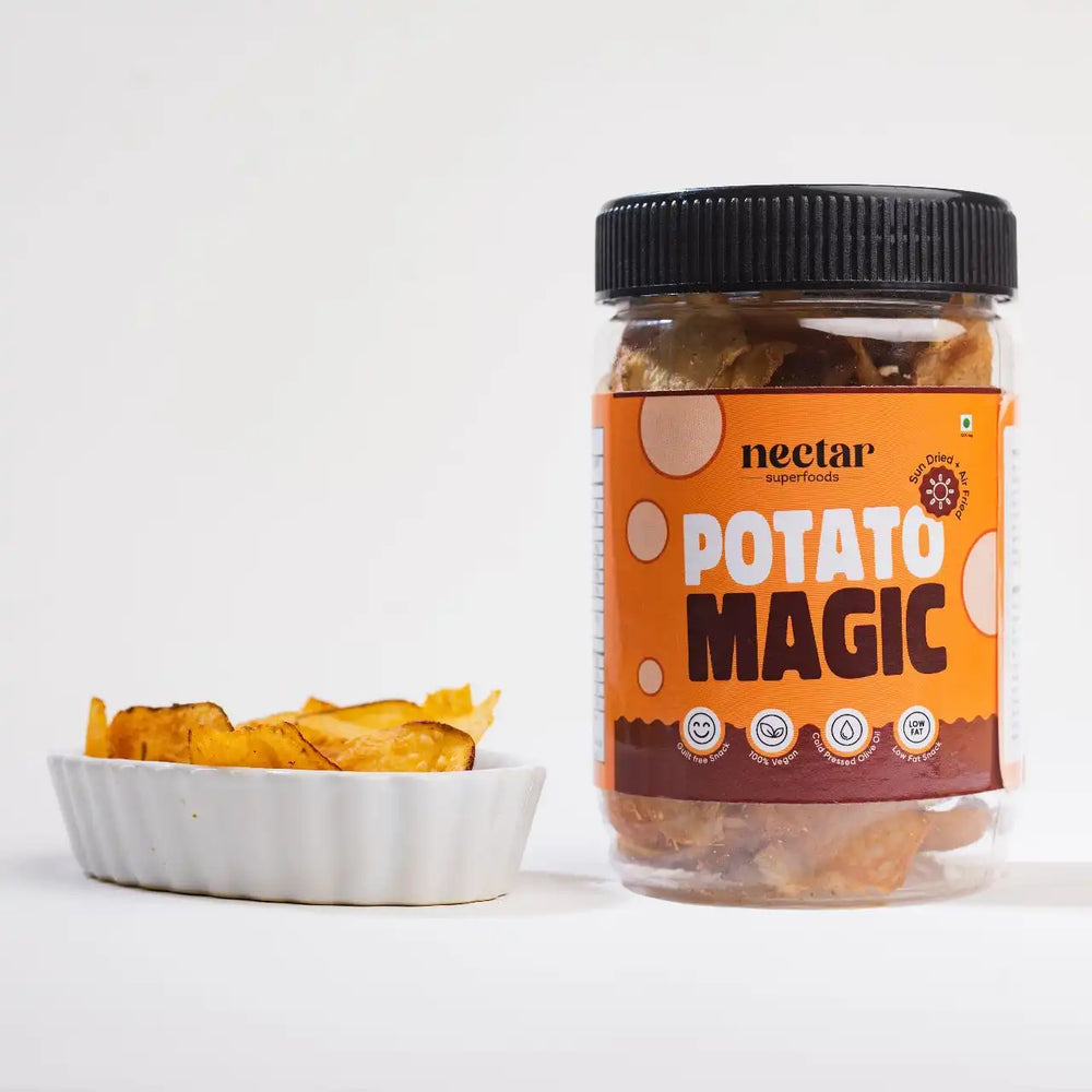 NECTAR SUPER FOODS- SUN DRIED AIR FRIED POTATO MAGIC CHIPS- PACK OF 3 UNITS 40 GM EACH - EarthBased 