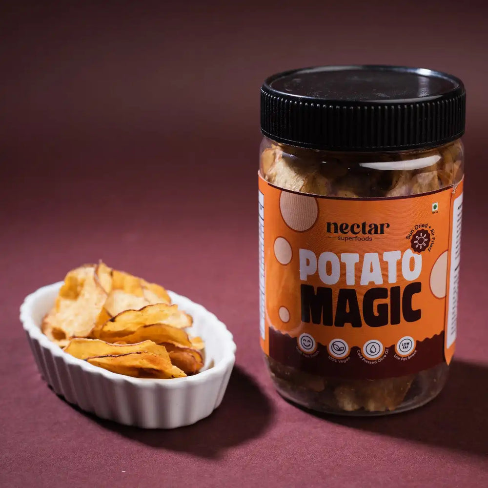 NECTAR SUPER FOODS- SUN DRIED AIR FRIED POTATO MAGIC CHIPS- PACK OF 3 UNITS 40 GM EACH - EarthBased 
