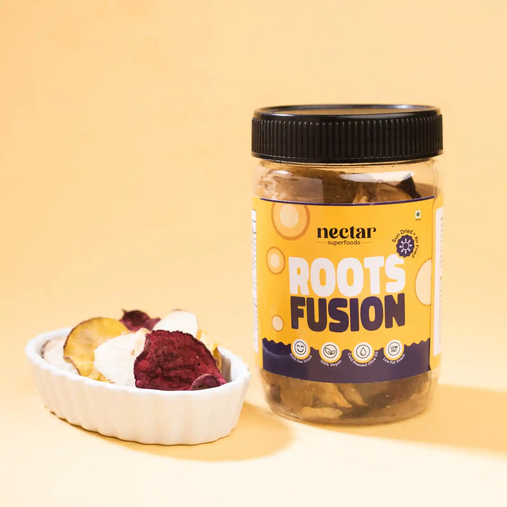 NECTAR SUPER FOODS- SUN DRIED AIR FRIED ROOTS FUSION CHIPS- PACK OF 3 UNITS 40 GM EACH - EarthBased 