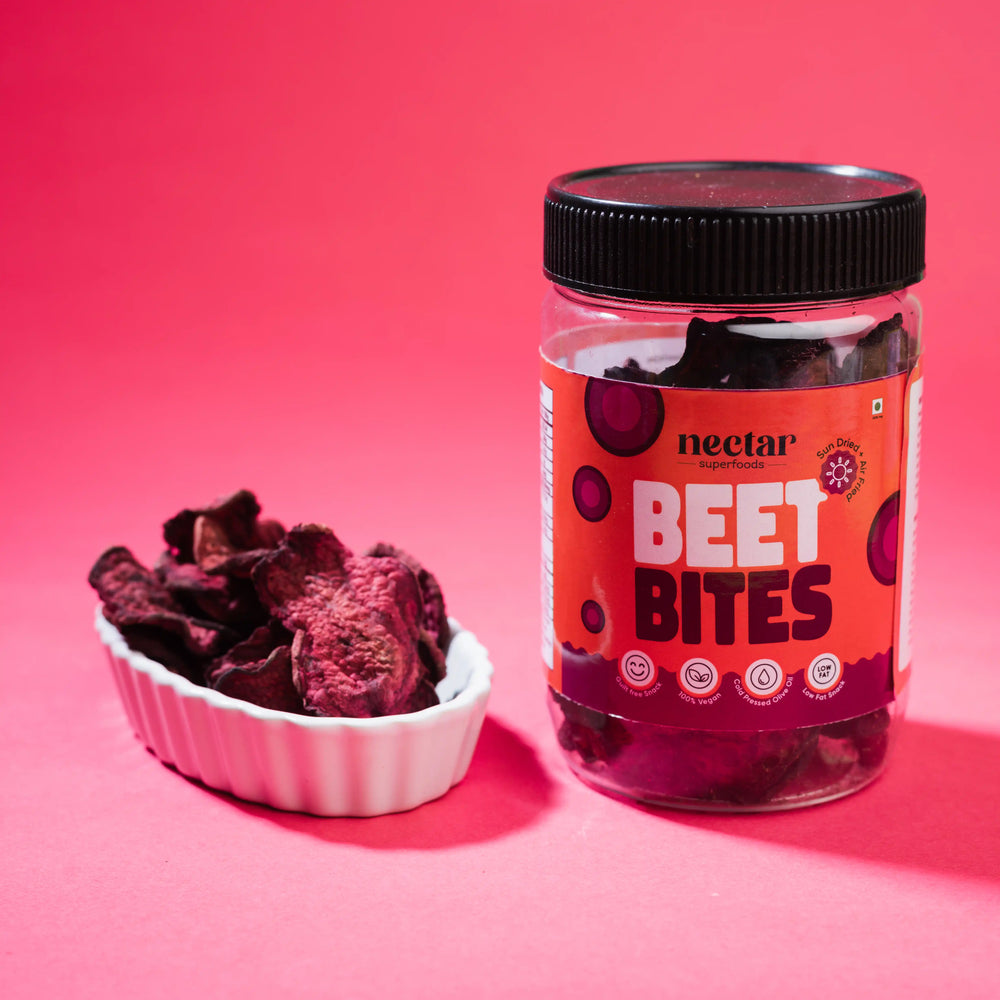 NECTAR SUPERFOODS- SUN DRIED AIR FRIED BEET BITES CHIPS- PACK OF 3 UNITS 40 GM EACH - EarthBased 